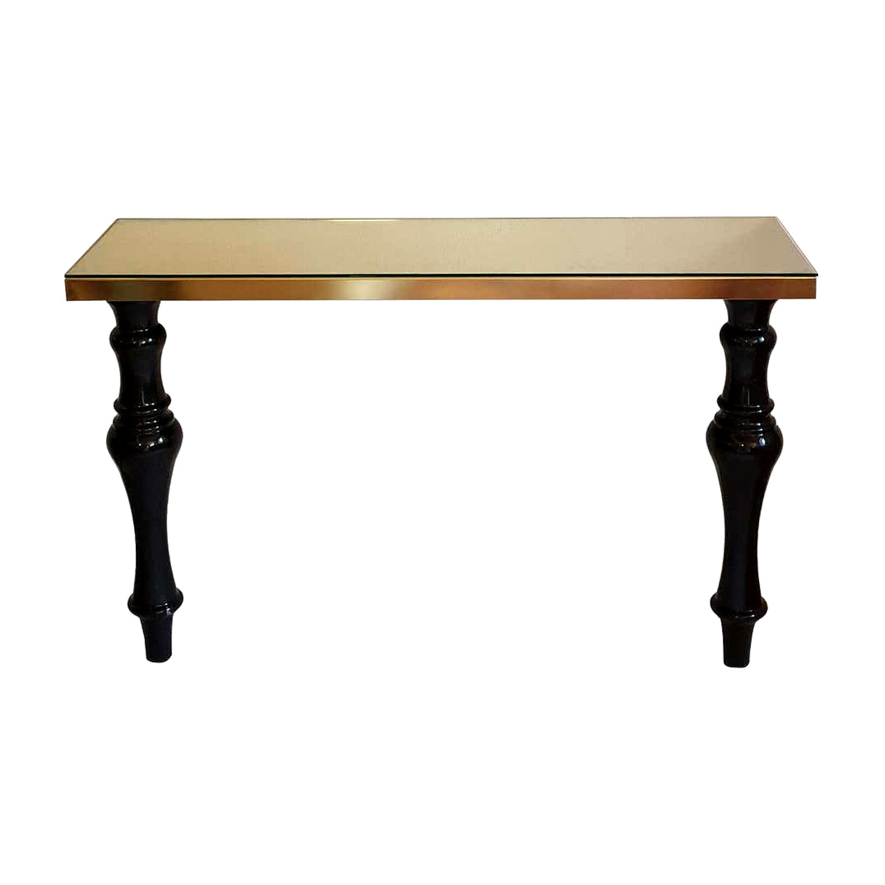 Large console table, mid century modern, Black Carrara marble/brass top, Italy 1970s