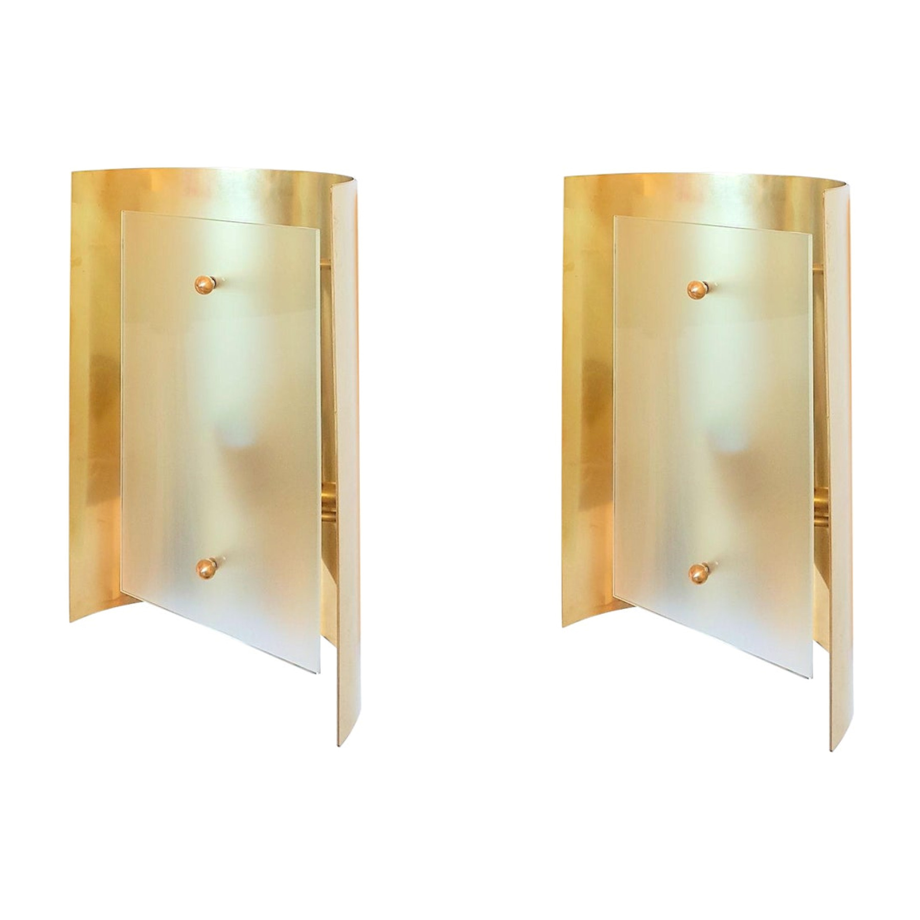 Pair of custom made brass glass sconces