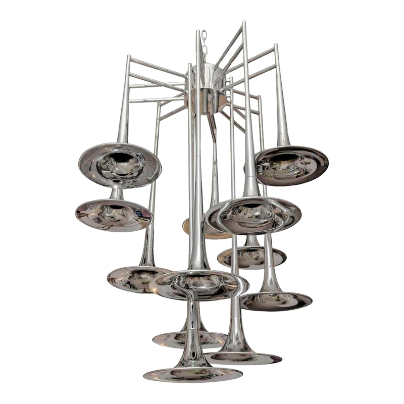 Large chrome chandelier by Reggiani