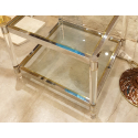 Square vintage glass chrome brass & lucite side table France Maison Jansen attr 1970s4