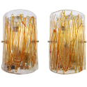Pair of large Murano glass sconces by Mazzega, Italy 1970s