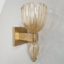 Pair of gold Murano glass Mid Century Modern sconces Barovier style Italy 3