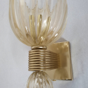 Pair of gold Murano glass Mid Century Modern sconces Barovier style Italy 6