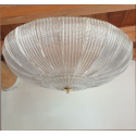 Large mid century modern Murano glass flush mount chandelier Mazzega style 00