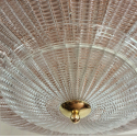 Large mid century modern Murano glass flush mount chandelier Mazzega style 8