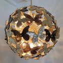Mid Century modern gold - bronze butterflies Murano glass sputnik chandelier, Mazzega style, Italy 4