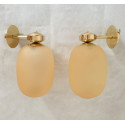 Pair of amber-yellow Murano glass brass sconces Barovier style Mid Century Modern Italy 1