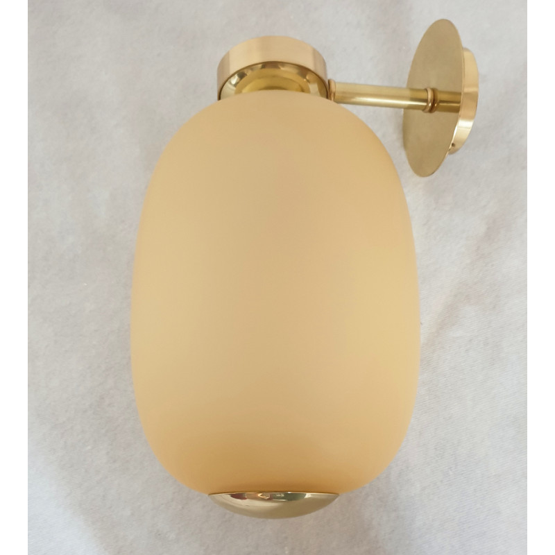 Pair of amber-yellow Murano glass brass sconces Barovier style Mid Century Modern Italy 3