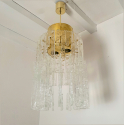 Mid Century modern bras and clear Murano glass chandelier, Mazzega style, Italy 1970s - a pair 1