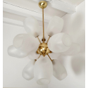 Large clear Murano glass - brass Sputnik chandelier, Mazzega style, Italy Mid Century Modern 1
