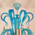 Large Sky blue and clear Murano glass chandelier Mid-Century Modern Italy 6