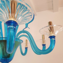 Large Sky blue and clear Murano glass chandelier Mid-Century Modern Italy 10