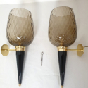 Pair of large brown Murano glass sconces Mila Schon style Italy 1970s set of six 1