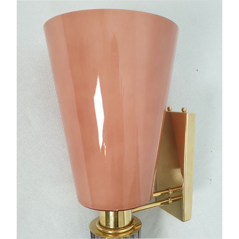 Large Mid Century Modern pink Murano glass pair of sconces-Italy-1970s-Venini style 6
