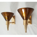 Pair of Murano glass and brass sconces-Mid century modern-Italy-set of four-1970s 1