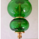 Large Mid Century Modern green Murano glass and brass sconces, a pair, Italy, Barovier style, 1980. 8