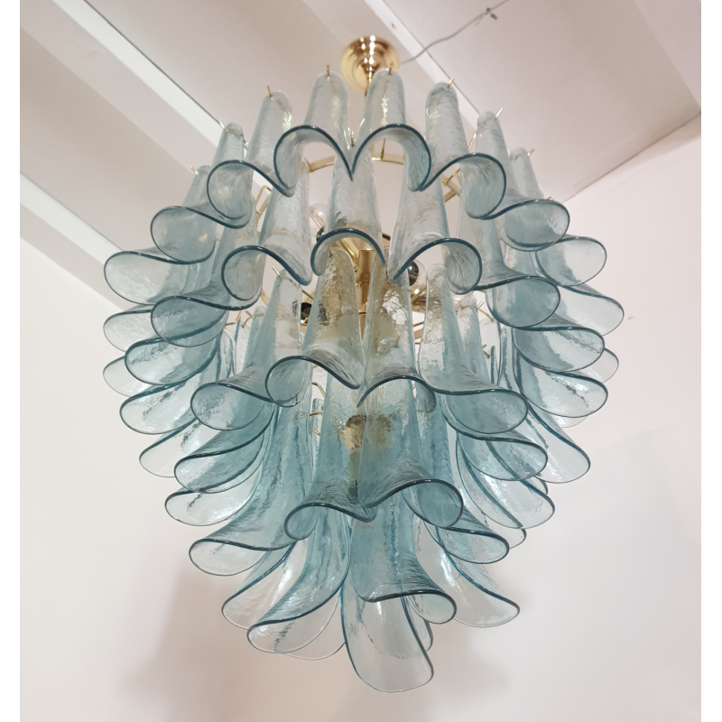 Light blue Murano glass chandelier Mid Century Modern 4