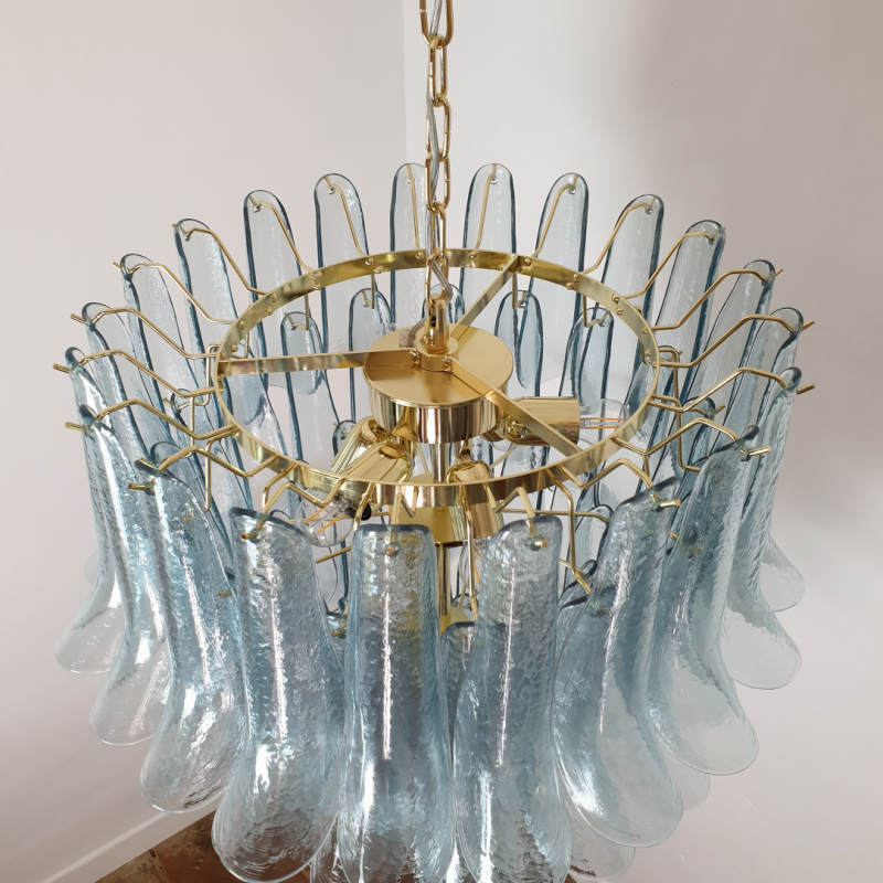 Light blue Murano glass chandelier Mid Century Modern 7
