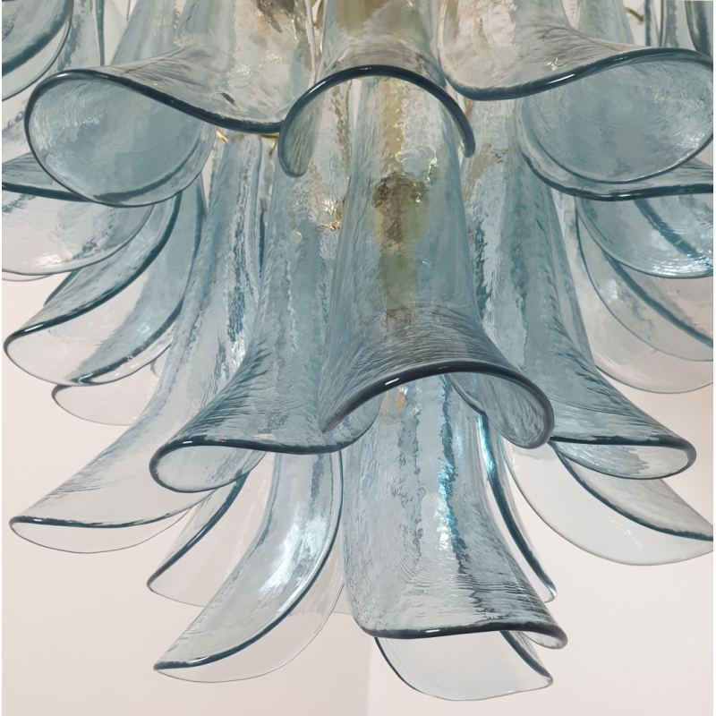 Light blue Murano glass chandelier Mid Century Modern 8