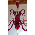 Red Murano glass chandelier, Italy