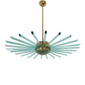 Green glass - brass Sputnik chandelier