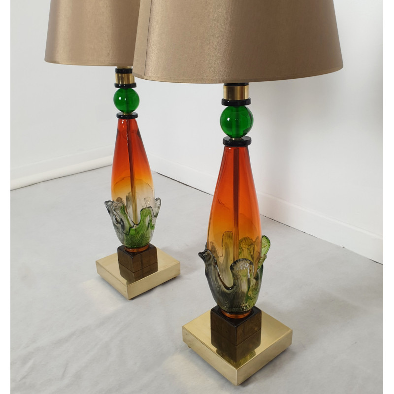 Pair of Murano glass lamps, Italy