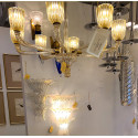 Murano glass and brass large chandelier