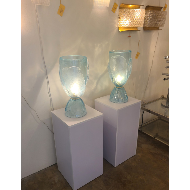Blue Murano glass lamps - a pair