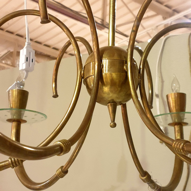Mid Century Modern brass chandelier