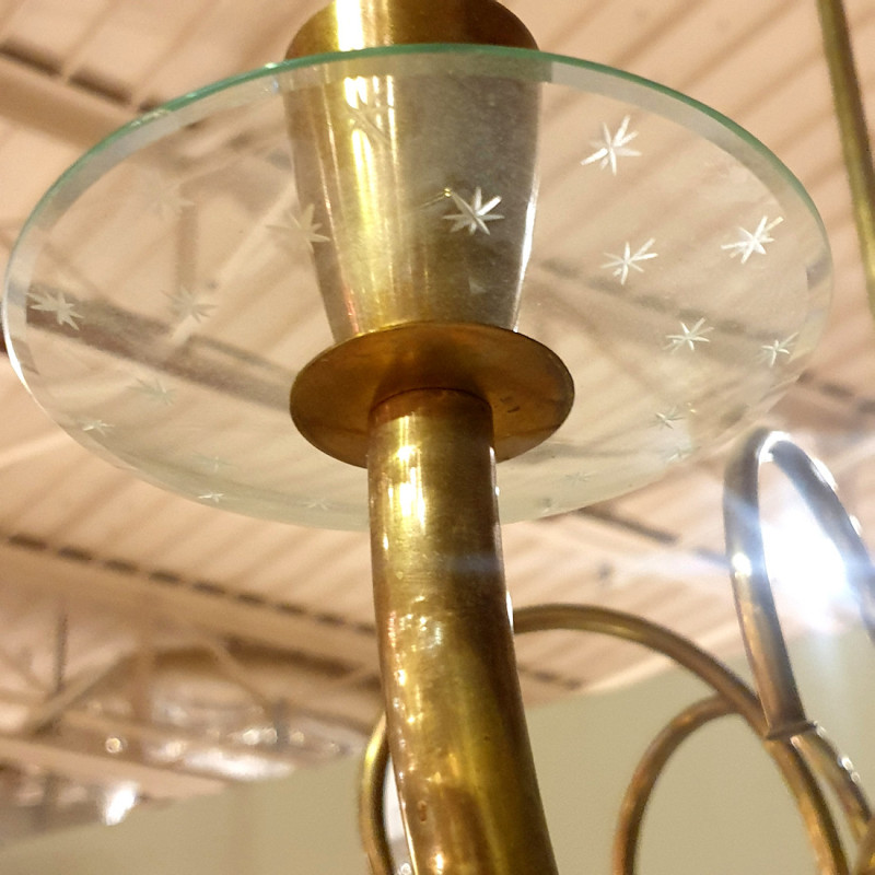 Mid Century Modern brass chandelier