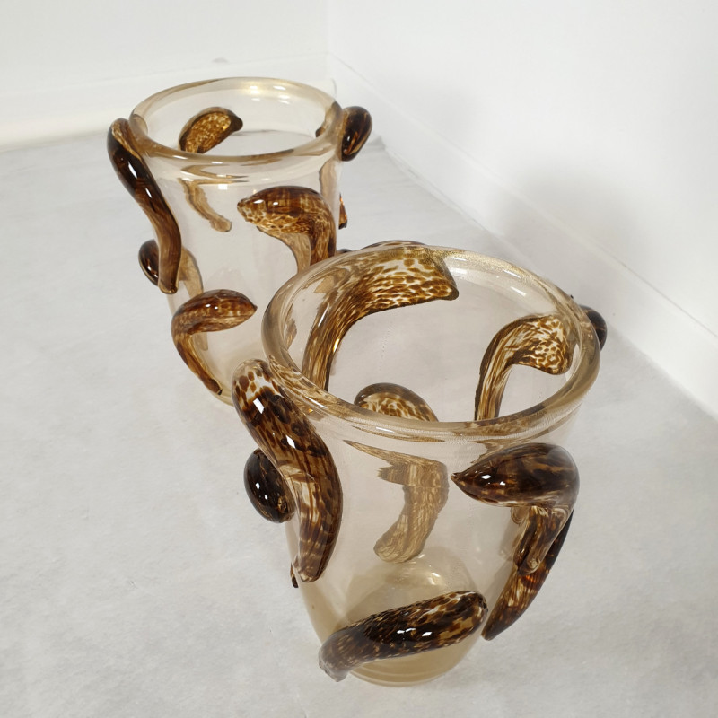 Pair of Murano Glass Vases, Italy