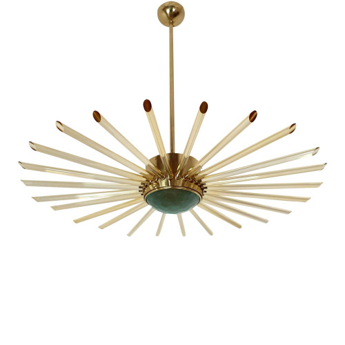 Brass and glass sputnik chandelier, Italy