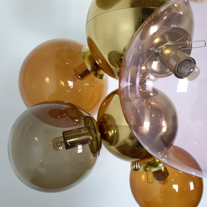 Glass balls & brass chandelier, Italy