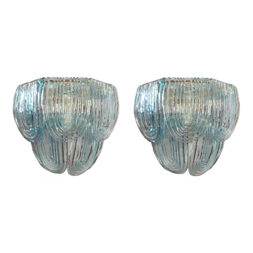 Light blue Murano glass sconces, Italy a pair