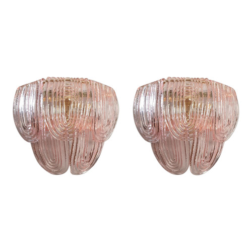 Light pink Murano glass pair of sconces, Italy