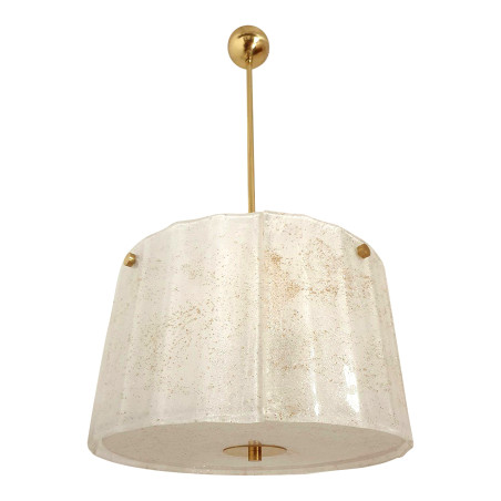 White Murano glass drum chandelier Italy 1970s