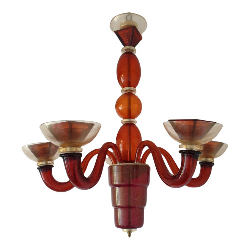 Terracotta Murano glass chandelier Italy