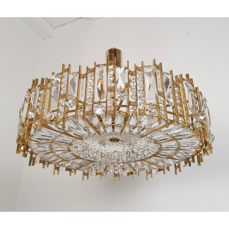 Brass and Crystals Chandelier, Palwa Style