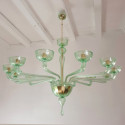 Large green Murano glass chandelier, Mid Century