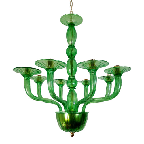 Green vintage Murano chandelier, Italy
