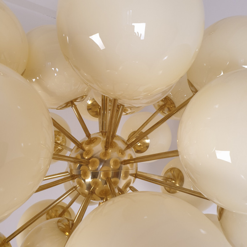 Large beige glass Sputnik chandelier, Italy