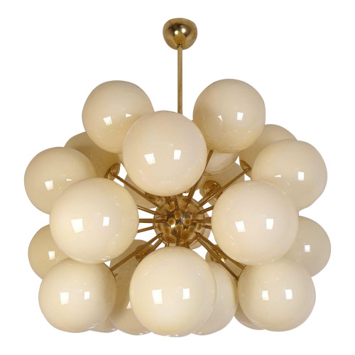 Large beige glass Sputnik Italian chandelier