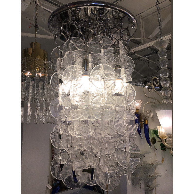 Large Mid Century Modern flush mount chandelier