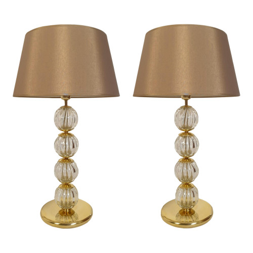 Pair of Mid-Century Murano glass table lamps, Italy