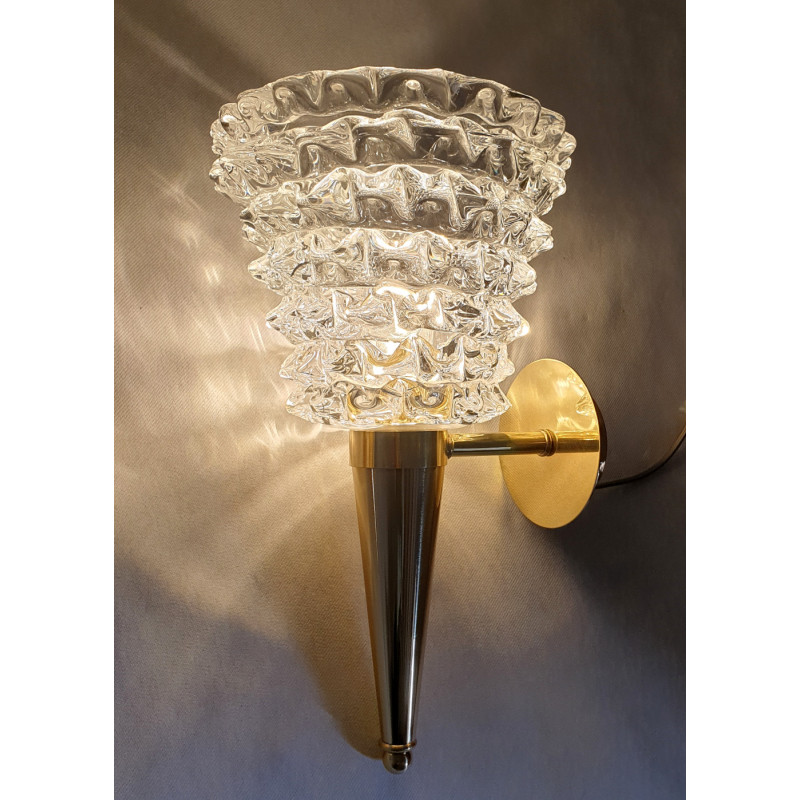 Murano glass and brass sconces - a pair