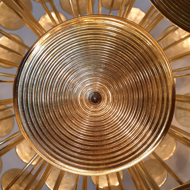 Huge Murano glass disc Sputnik chandelier
