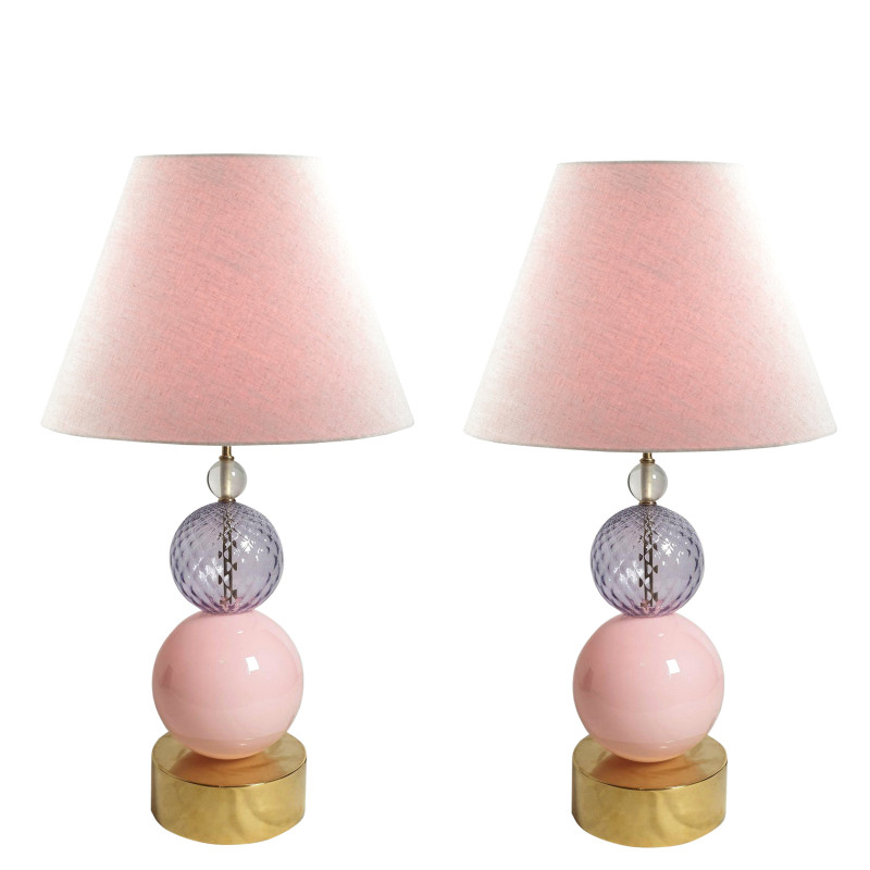 pair of mid century Murano pink lamps