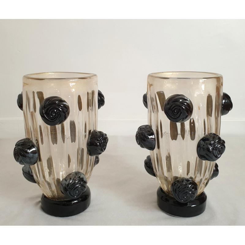 Pair of Murano glass vases signed Costantini