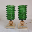 Green Murano glass table lamps - a pair
