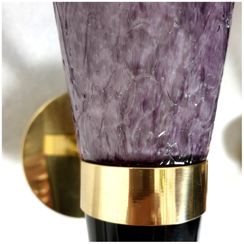 Large purple Murano glass sconces stamped Mila Schon, Italy
